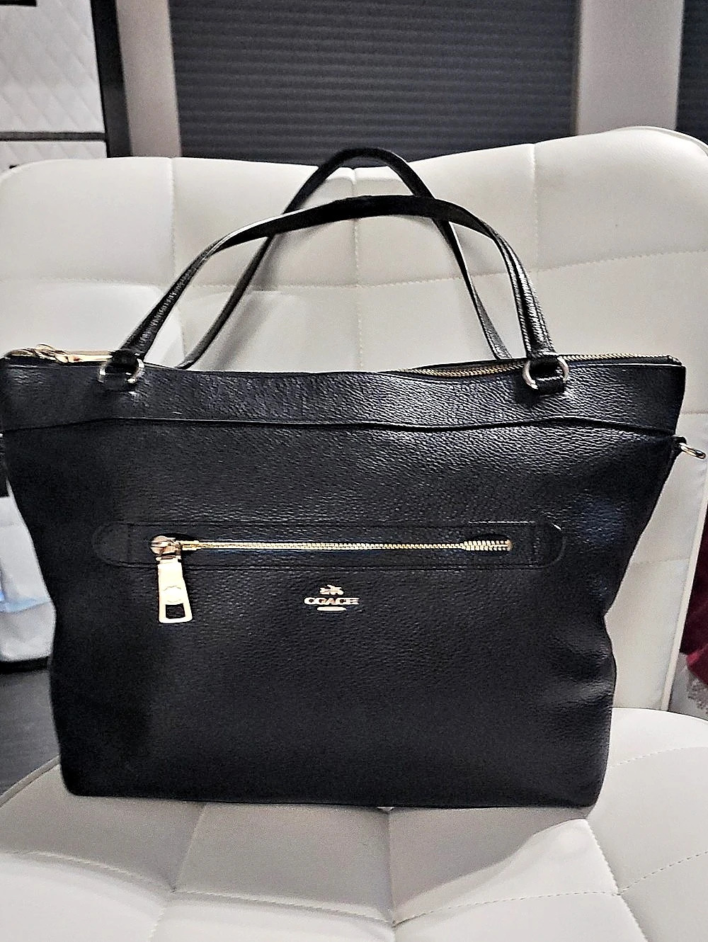 Coach Large Zip Top Tote Black